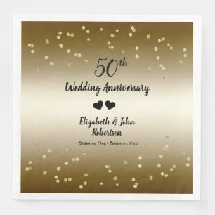 Golden 50th Wedding Anniversary Confetti Elegant Napkin