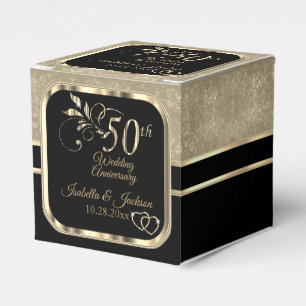 Golden 50th Wedding Anniversary Favour Box