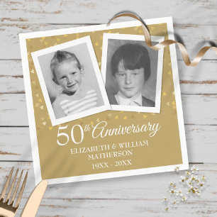 Golden 50th Wedding Anniversary Fun Child Photos Napkin