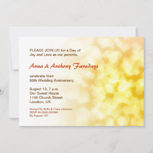 golden 50th wedding anniversary hearts invitation