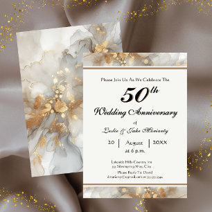 Golden 50th Wedding Anniversary Invitation