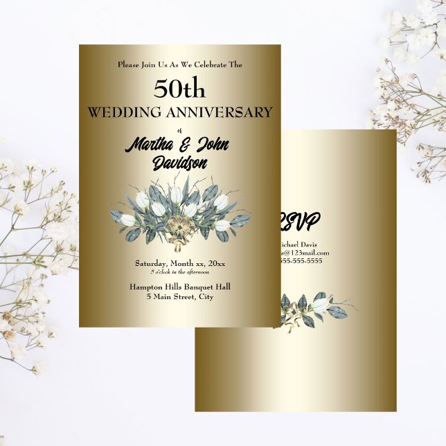 Golden 50th Wedding Anniversary Invitation (Golden 50th Wedding Anniversary Invitation)