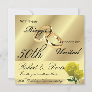 Golden 50th Wedding Anniversary Invitation Gold