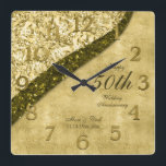 Golden 50th Wedding Anniversary Keepsake Square Wall Clock<br><div class="desc">Gold 50th wedding anniversary with clock numbers. Customize with any wedding anniversary number,  who it is for,  and the wedding date.</div>