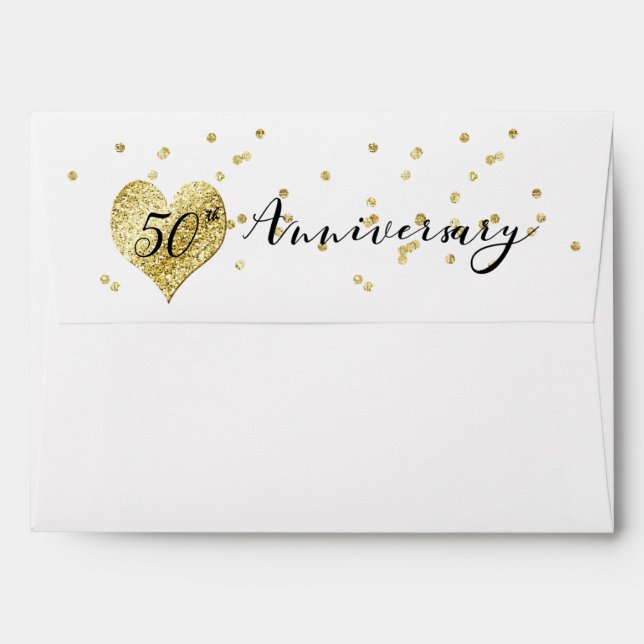 Golden 50th Wedding Anniversary Party Envelope (Back (Top Flap))