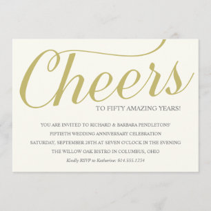 Golden 50th Wedding Anniversary Party Invitation