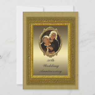 Golden 50th Wedding Anniversary Party Invitation