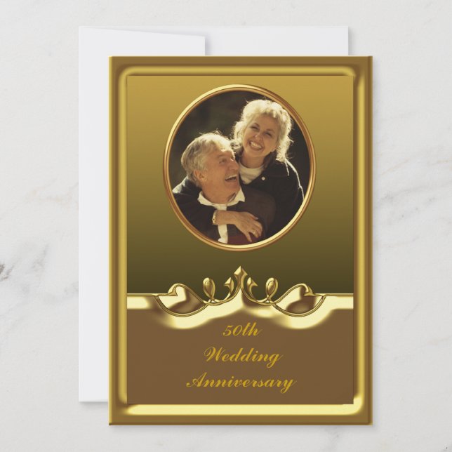 Golden 50th Wedding Anniversary Party Invitation (Front)