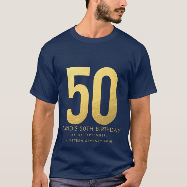 Golden 50th Wedding Anniversary Personalized Party T-Shirt (Front)