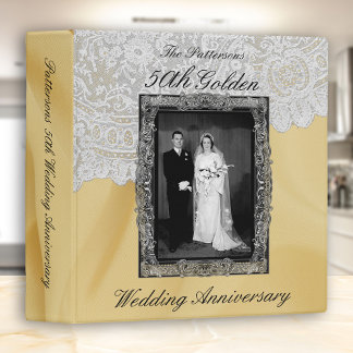 Golden 50th Wedding Anniversary Photo Album Binder