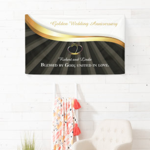 Golden 50th Wedding Religious Anniversary  Banner