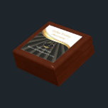Golden 50th Wedding Religious Anniversary  Gift Box<br><div class="desc">This congratulations gift item is the perfect way to commemorate a couple's 50th wedding anniversary with a religious touch. The design features two heart rings intertwined with a gold look on a black background, symbolizing the couple's enduring love and commitment to each other. together. It evokes a sense of divine...</div>