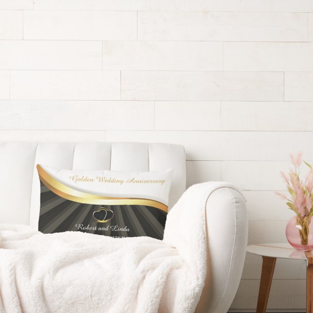 Golden 50th Wedding Religious Anniversary  Lumbar Pillow (Couch)
