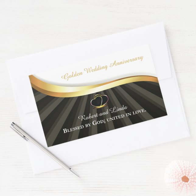 Golden 50th Wedding Religious Anniversary  Sticker (Envelope)