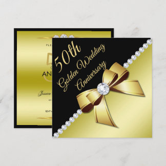 Golden 5oth Wedding Anniversary Invitation