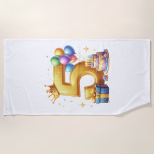 Golden 5th Birthday Beach Towel