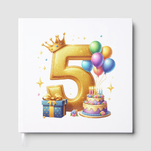 Golden 5th Birthday Guest Book