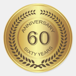 Golden 60th Anniversary with laurel wreath Sticker