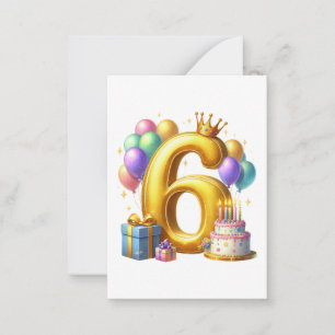 Golden 6th Birthday Card