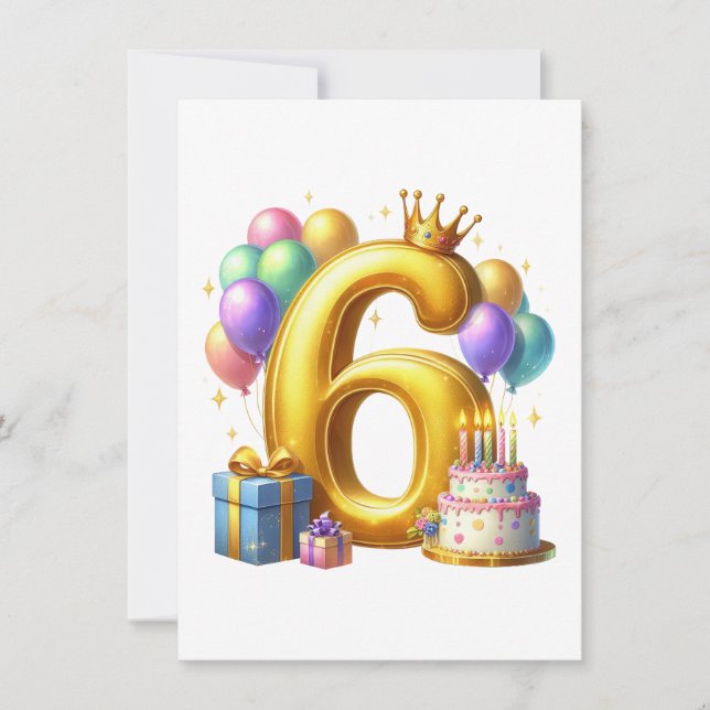Golden 6th Birthday Invitation (Front)
