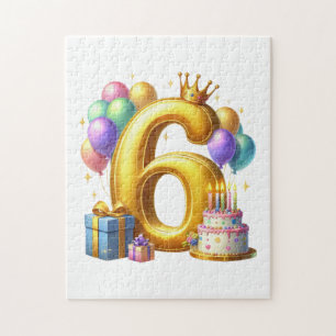 Golden 6th Birthday Jigsaw Puzzle