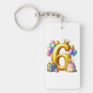 Golden 6th Birthday Keychain