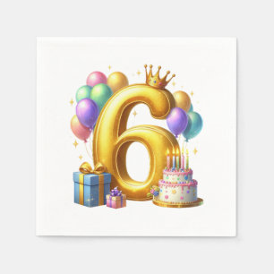 Golden 6th Birthday Napkin
