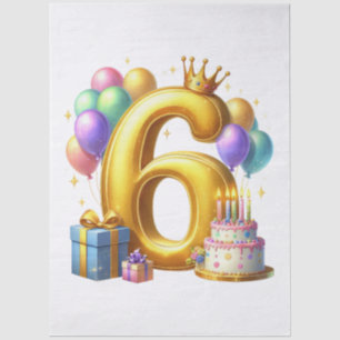 Golden 6th Birthday Tissue Paper