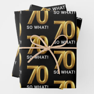 Golden 70 So What Funny Birthday Party Wrapping Paper Sheet