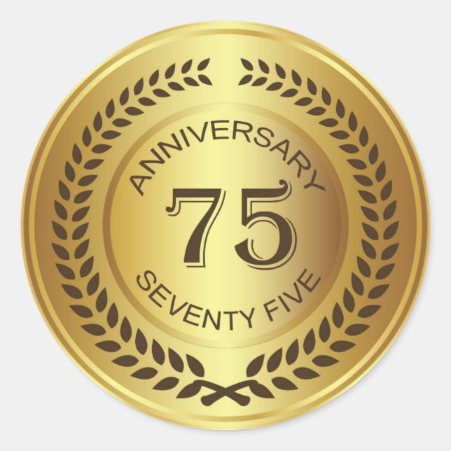 Golden 75th Anniversary with laurel wreath Sticker (Front)