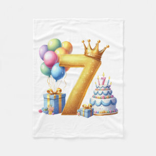 Golden 7th Birthday Fleece Blanket