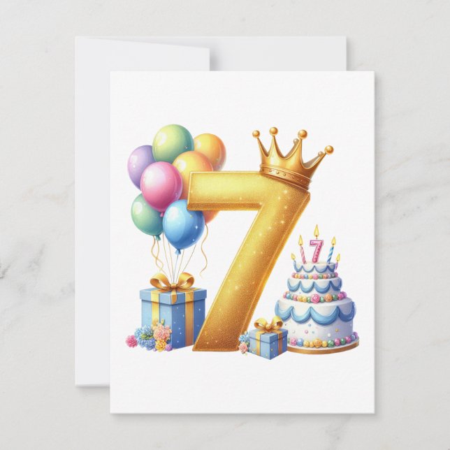 Golden 7th Birthday Invitation (Front)
