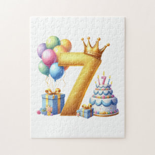 Golden 7th Birthday Jigsaw Puzzle