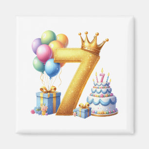 Golden 7th Birthday Magnet