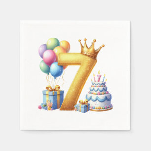 Golden 7th Birthday Napkin