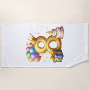 Golden 8th Birthday Beach Towel