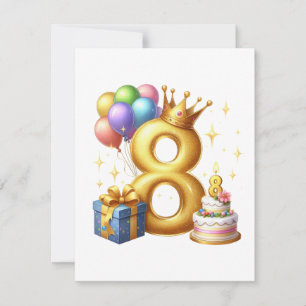 Golden 8th Birthday Card