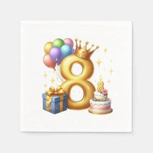 Golden 8th Birthday Napkin