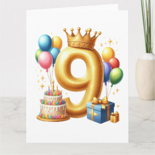 Golden 9th Birthday Card