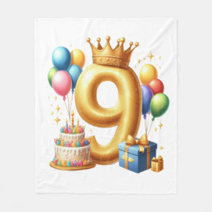 Golden 9th Birthday Fleece Blanket