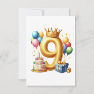 Golden 9th Birthday RSVP Card