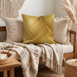 Golden Abstract Brushstroke Throw Pillow