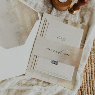 Golden Abstract   Elegant Wedding Invitation Belly Band