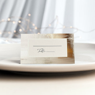 Golden Abstract   Elegant Wedding Place Card