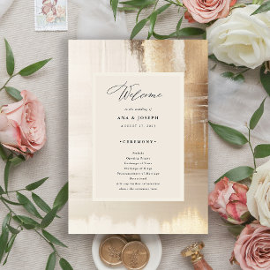 Golden Abstract   Elegant Wedding Program