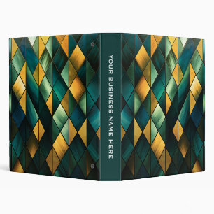 Golden Abstract Green Geometric Binder