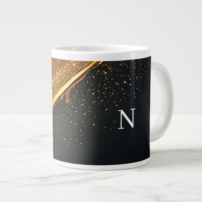 Golden Abstract Luxury Background Large Coffee Mug (Front Right)