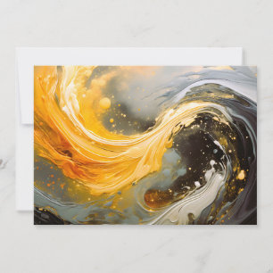 Golden Abstract Marble Modern Waves Announcement