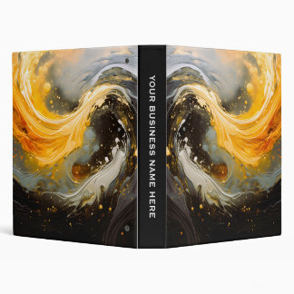 Golden Abstract Marble Modern Waves Binder
