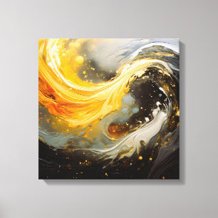 Golden Abstract Marble Modern Waves Canvas Print